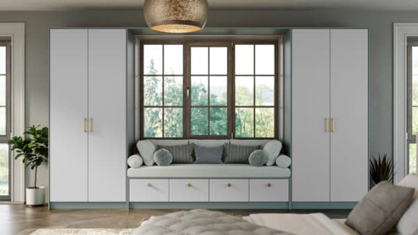 Zurfiz Supermatt Light Grey and Serica Matt Sage Green furniture collection